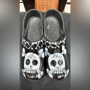 Black Hand painted Sanita clogs